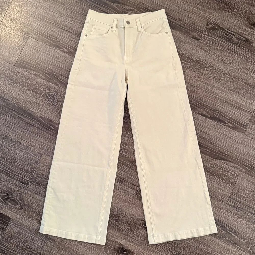 Gap High Rise Stride Cream Wide Leg New